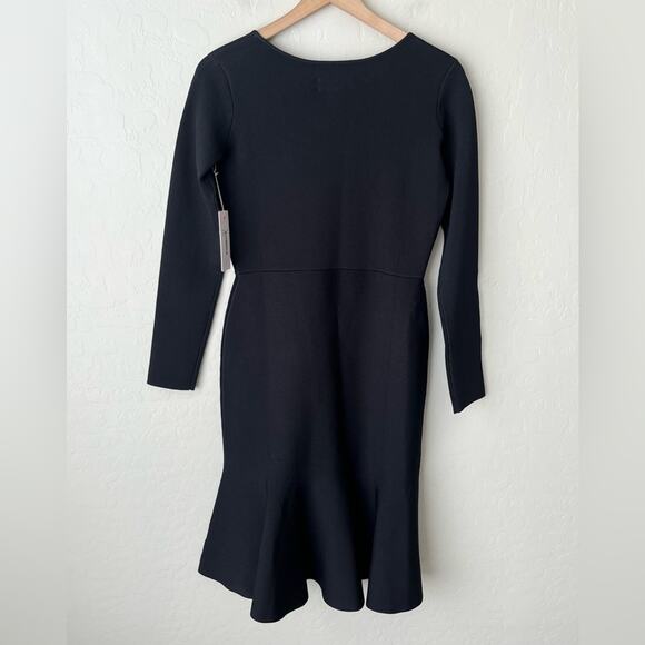 NWT Rachel Parcell knit fit and flare long sleeve black dress medium - Picture 5 of 11
